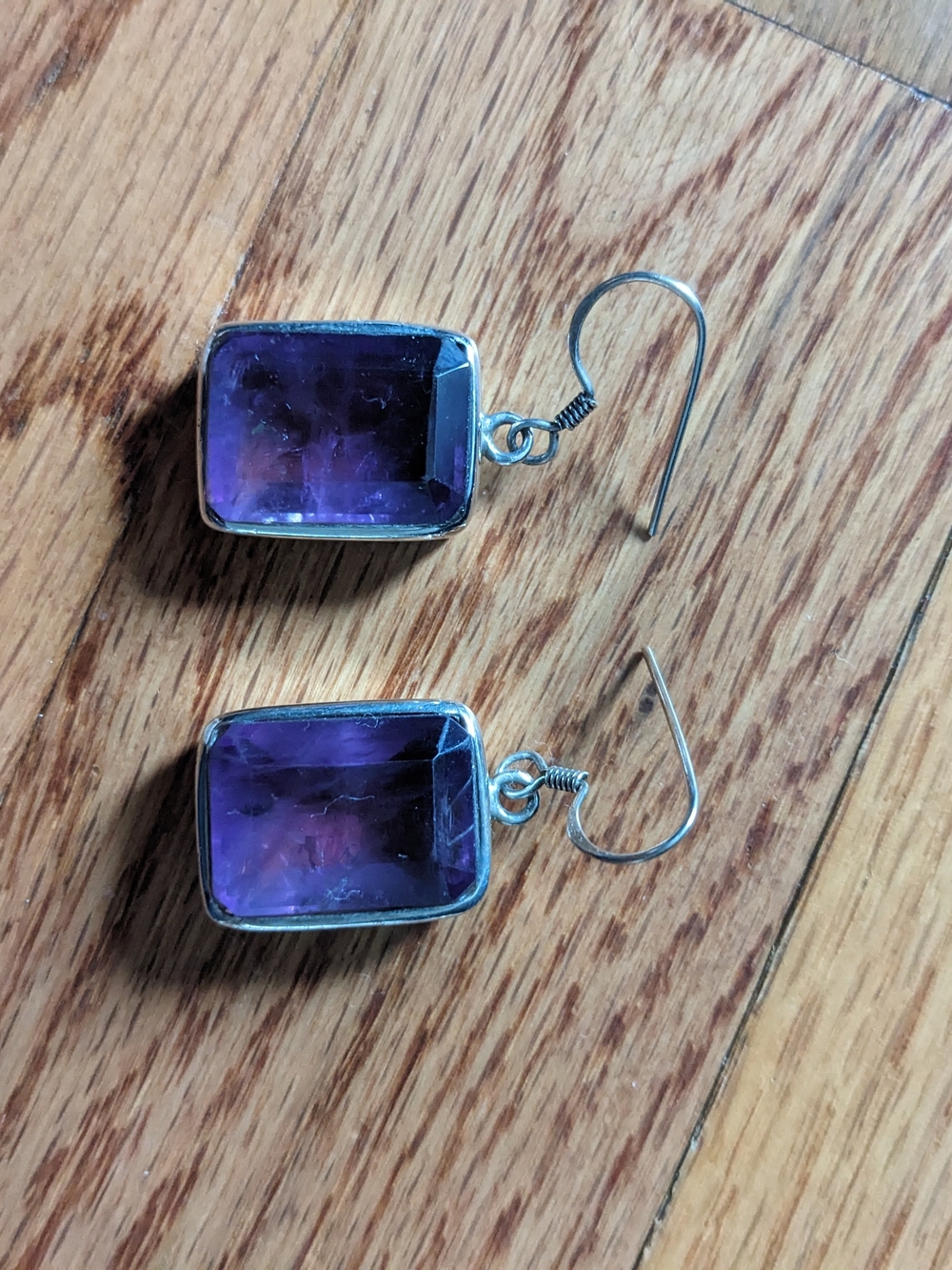 Sikara Genuine Sterling Silver Amethyst Drop Earrings - Purple